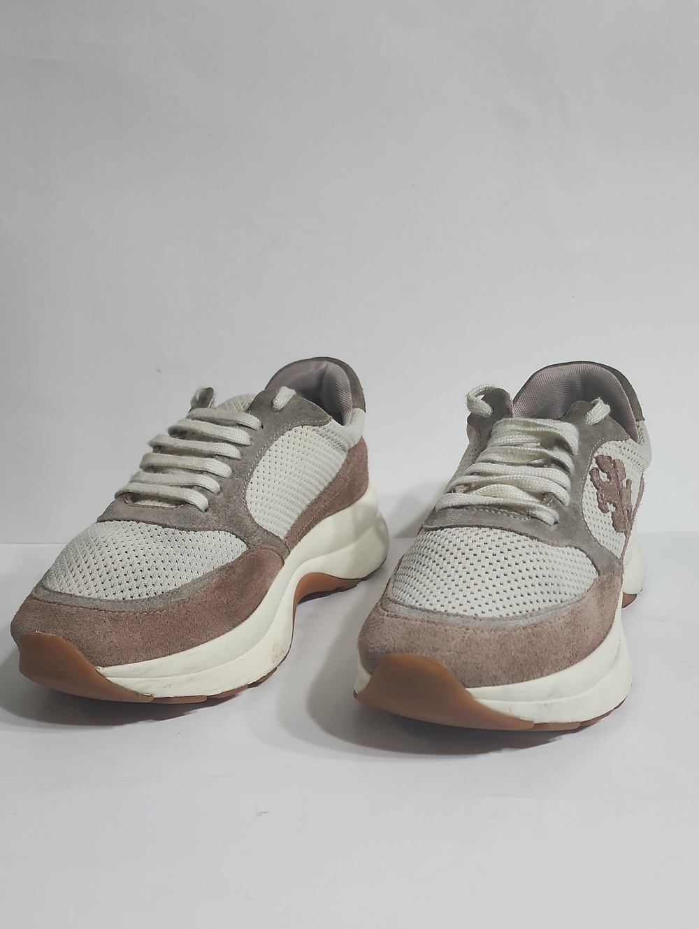 Tory Burch Kick Trainer Chevron Mesh Sneaker Size 11 Pink Gray Chunky Sporty